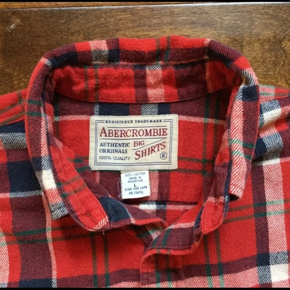 Abercrombie thick flannel red plaid shirt - Picture 4 of 7